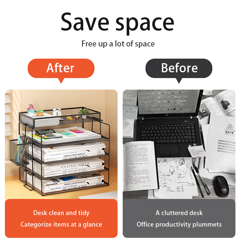 4 Tier Pack Stackable Tray Off - Tech Accessories For Office Desk recension och pris