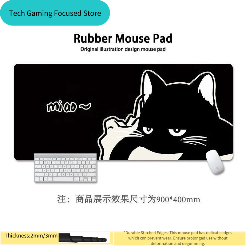 Black Cat Illustration Mouse P - Tech Accessories For Office Desk recension och pris