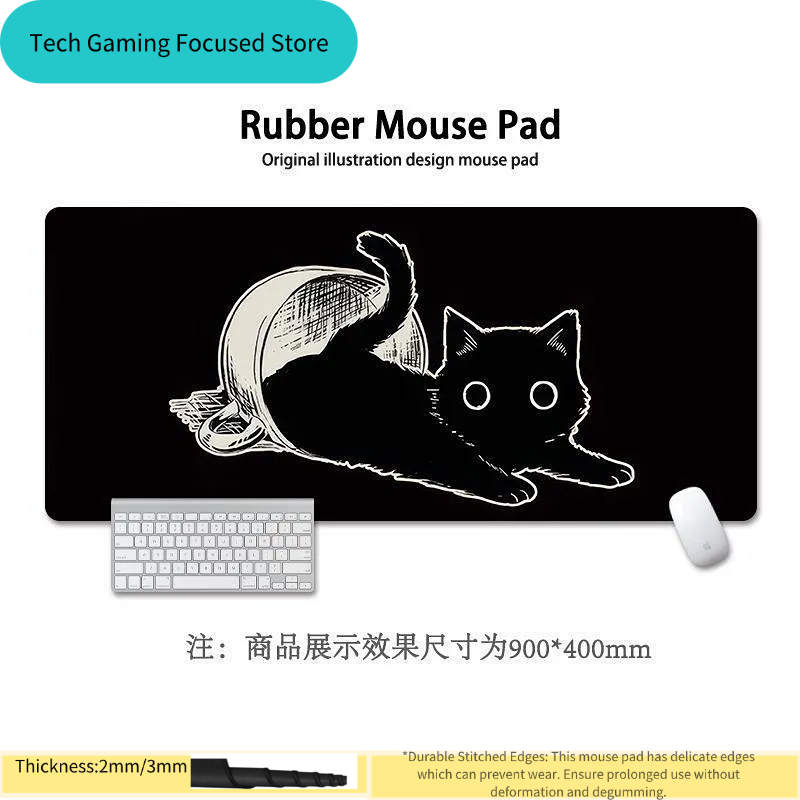 Black Cat Illustration Mouse P - Tech Accessories For Office Desk recension och pris