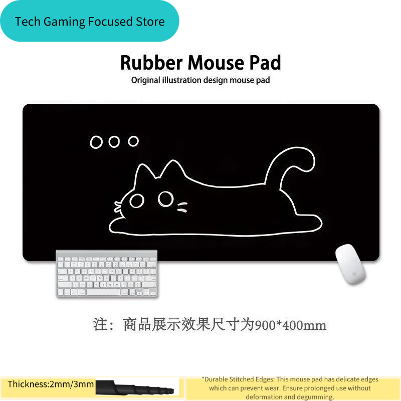 Black Cat Illustration Mouse P - Tech Accessories For Office Desk recension och pris